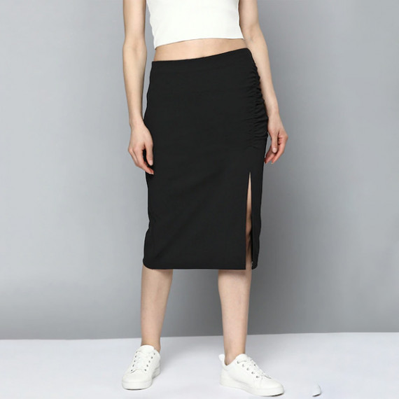 https://www.wayedge.in/products/women-black-pure-cotton-solid-ruched-straight-skirt