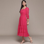 Chiffon Smocked Tiered Midi Dress
