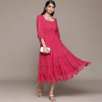 Chiffon Smocked Tiered Midi Dress