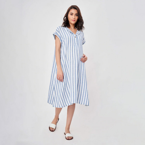 https://www.wayedge.in/products/blue-striped-maternity-shirt-midi-dress
