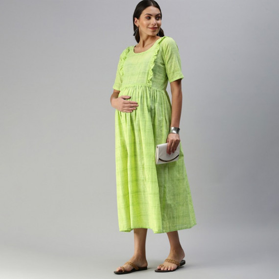https://www.wayedge.in/products/lime-green-woven-design-handloom-maternity-a-line-midi-dress