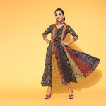 Women Red Floral Swirling Volume Dress